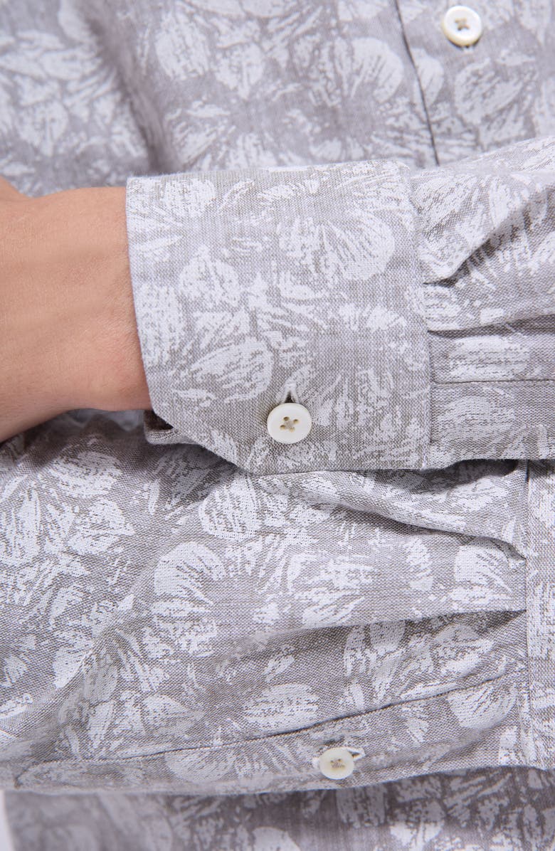 Bugatchi Julian OoohCotton<sup>®</sup> Linen Blend Button-Up Shirt, Alternate, color, Olive