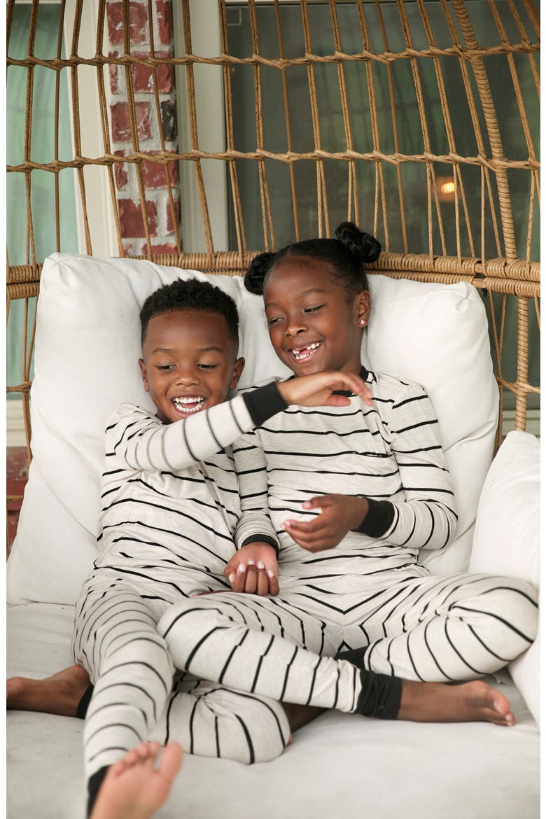Fitted Two-Piece Pajamas, Alternate, color, SAND STRIPE