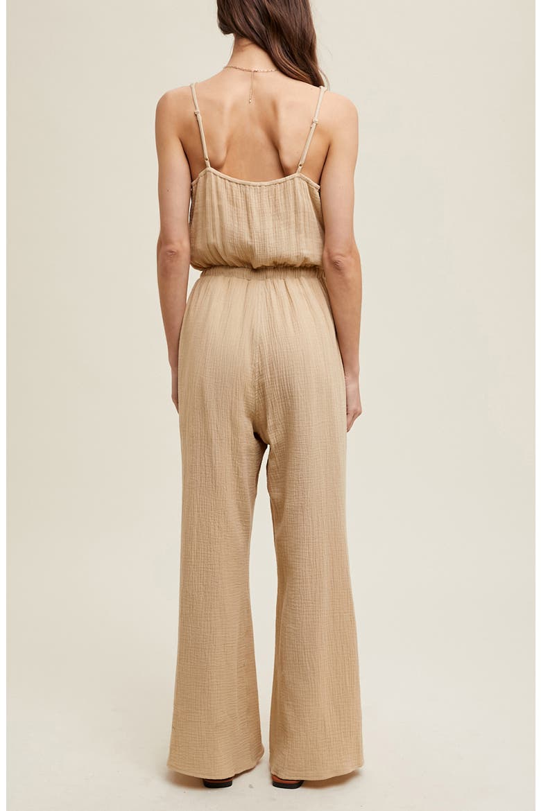 Cotton Gauze Slit Wide Leg Jumpsuit, Alternate, color, NATURAL