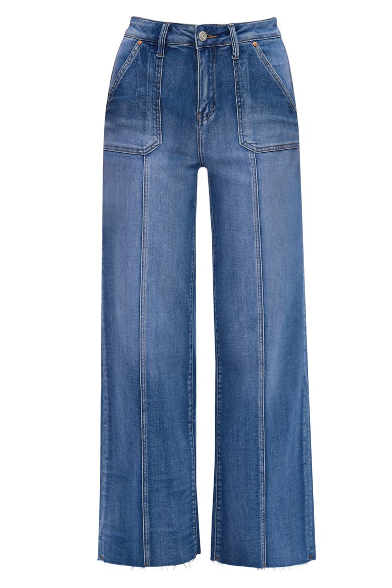 Jess Seamed High Waist Raw Hem Ankle Straight Leg Jeans, Alternate, color, BLUELOVER