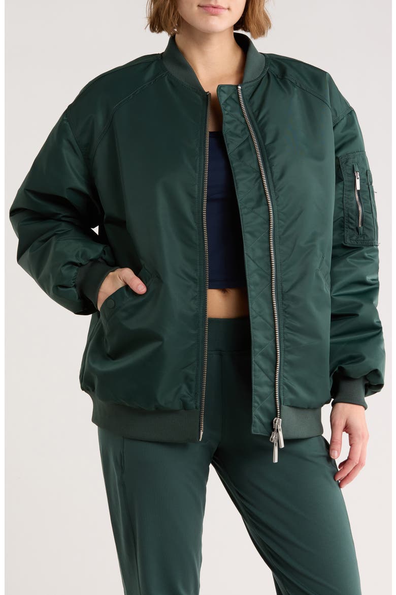 Cityscape Longline Bomber Jacket, Main, color, TREK GREEN
