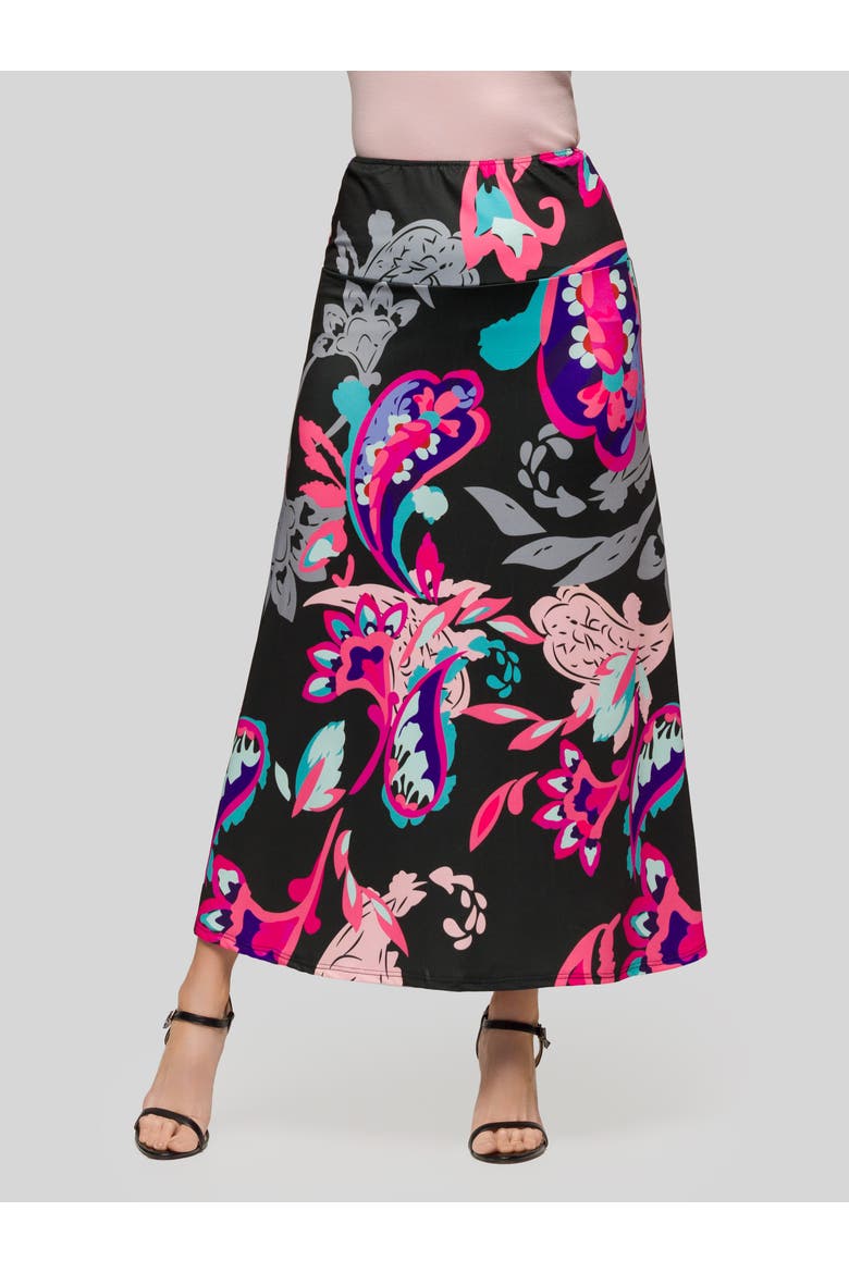 Paisley Elastic Waist A-LINE Maxi Skirt, Main, color, Pink Multi