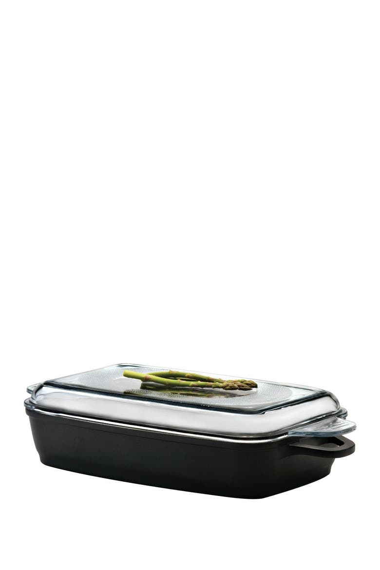 Scala 16.5" x 9.75" Roasting Pan, Alternate, color, BLACK