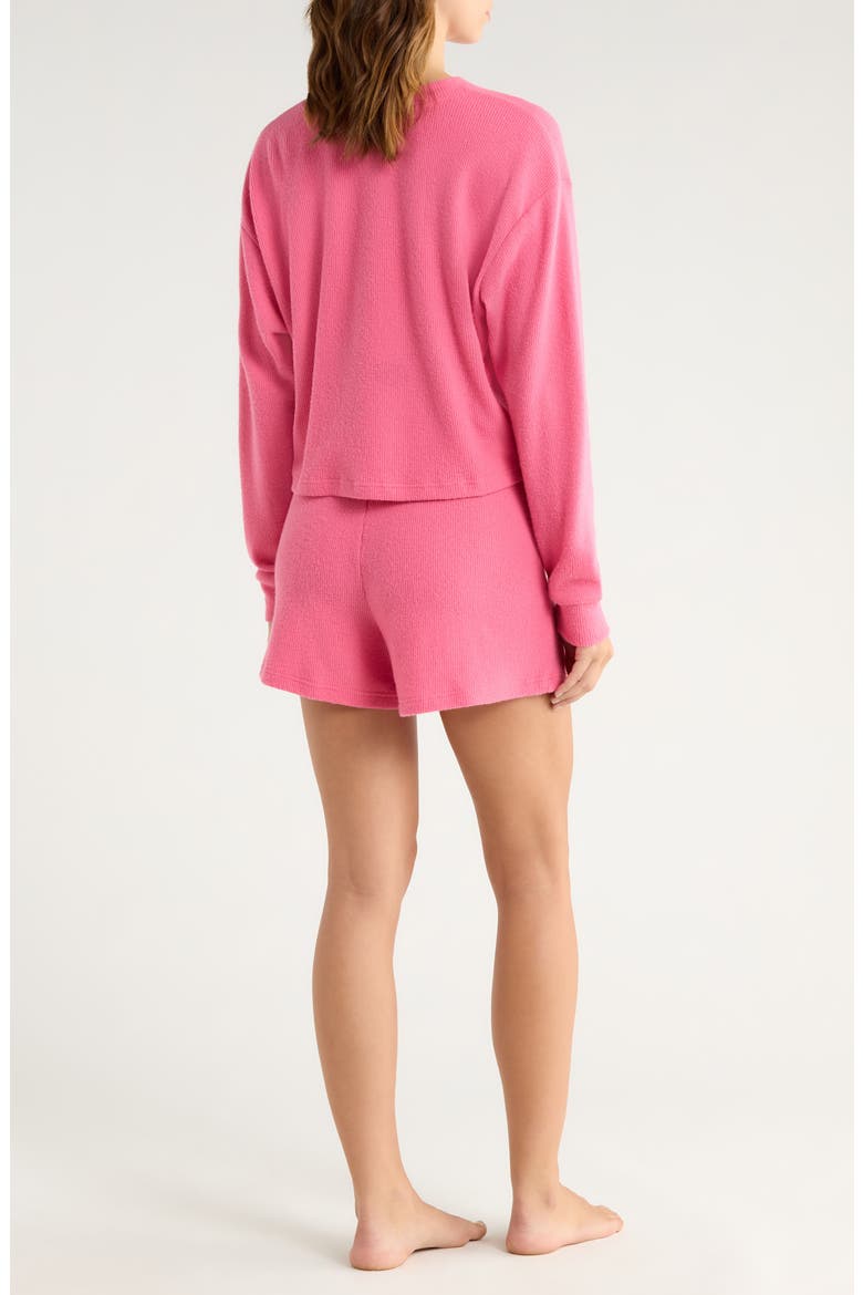 Waffle Knit Short Pajamas, Alternate, color, THINK PINK