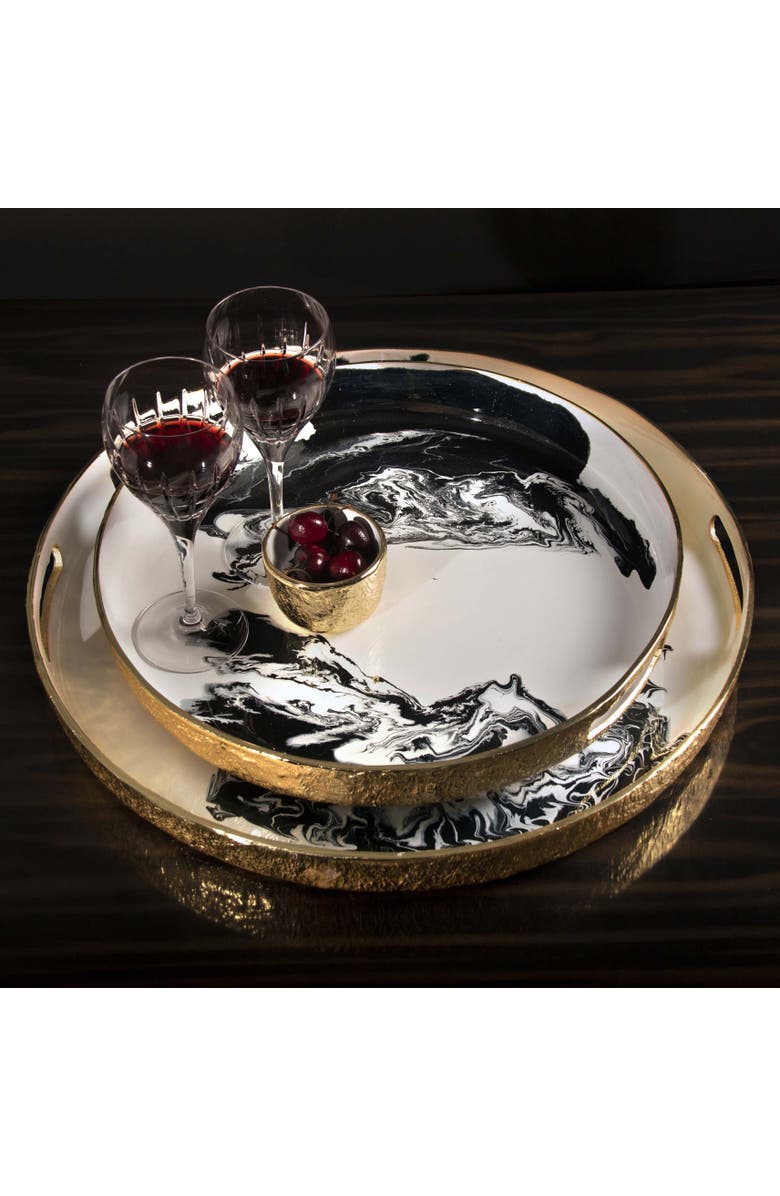 Lunares Bianco Nero Serving Trays, Main, color, White