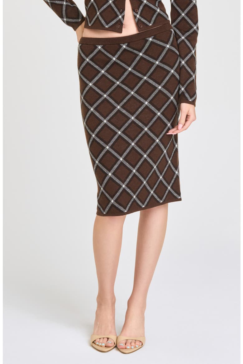 Willa Leopard Print Sweater Skirt, Main, color, BROWN CHECKER