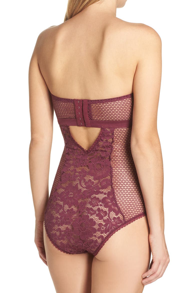 Petunia Strapless Underwire Corsette Bodysuit, Alternate, color, MAGENTA
