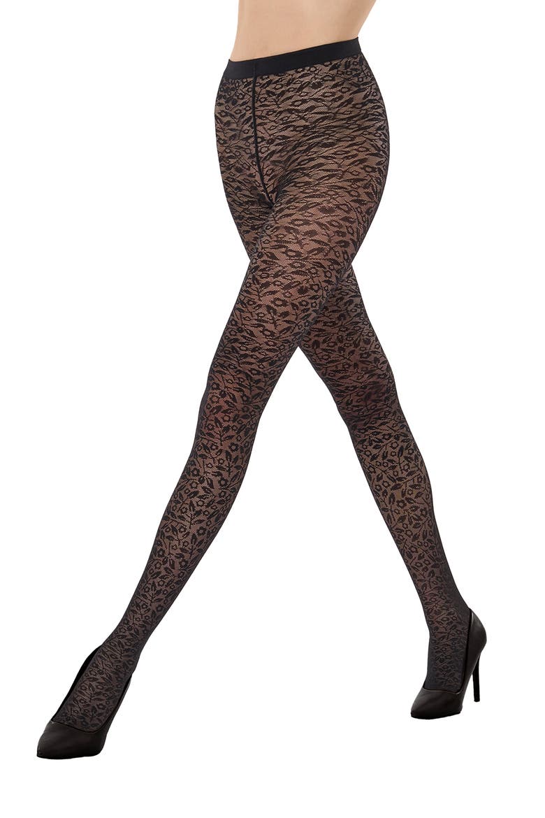 Bouquet Tights, Alternate, color, BLACK