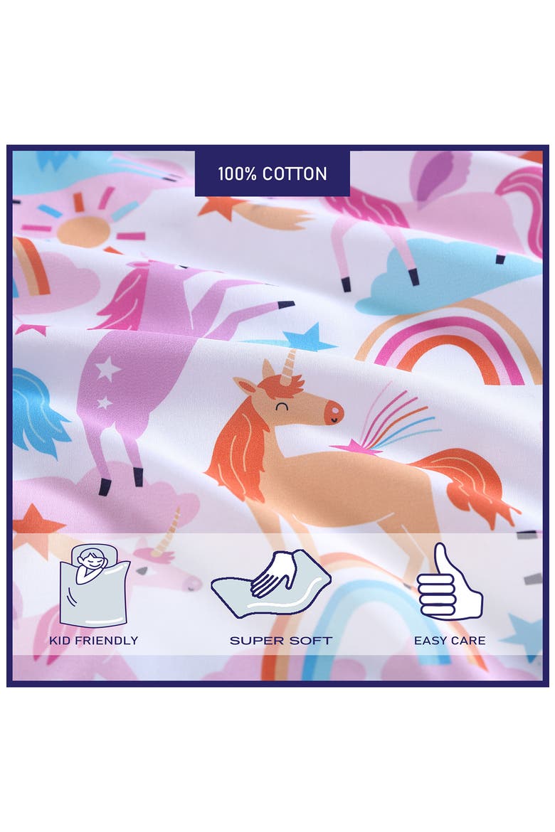 Unicorn Print Microfiber Sheet Set, Alternate, color, BRIGHT PINK