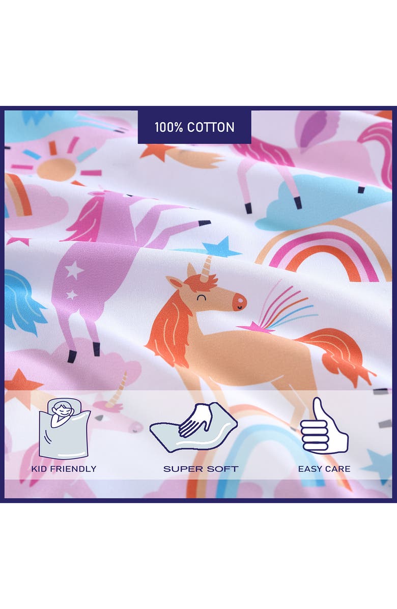 POPPY AND FRITZ Unicorn Print Microfiber Sheet Set, Alternate, color, Bright Pink