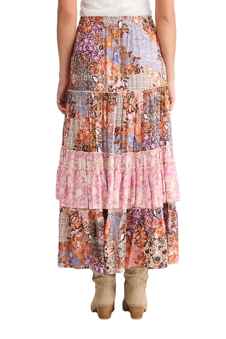 Sassy Floral High Low Tiered Midi Skirt, Alternate, color, DREAM WEAVER W MEADOW MUSE