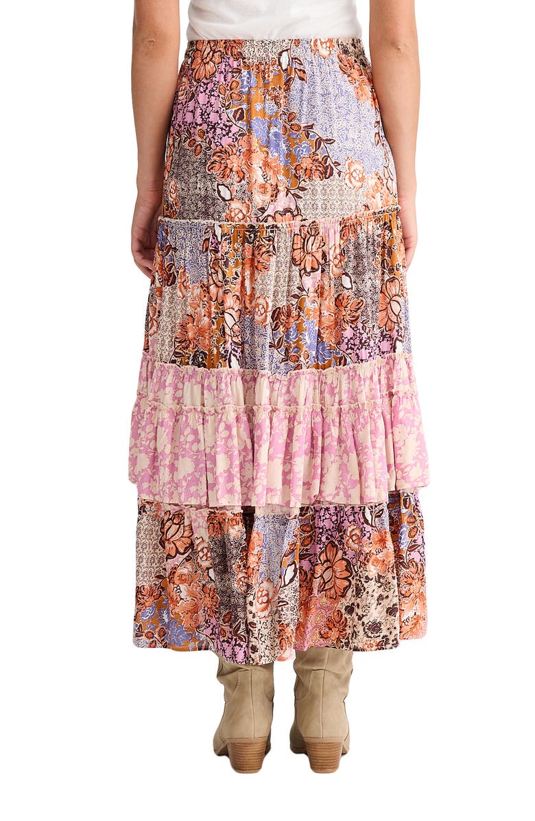 Talisman the Label Sassy Floral High Low Tiered Midi Skirt, Alternate, color, Dream Weaver W Meadow Muse