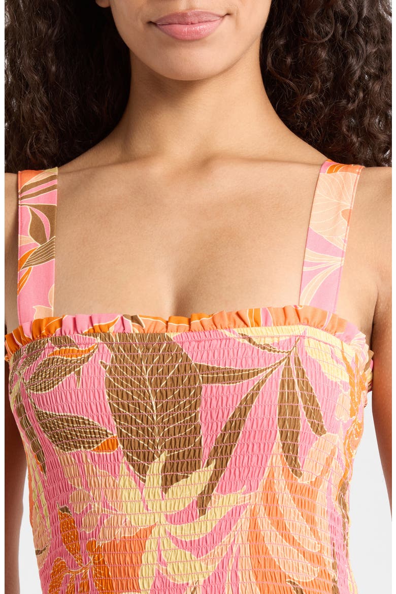 Print Smocked Sleeveless Cover-Up Minidress, Alternate, color, PINK MULTI