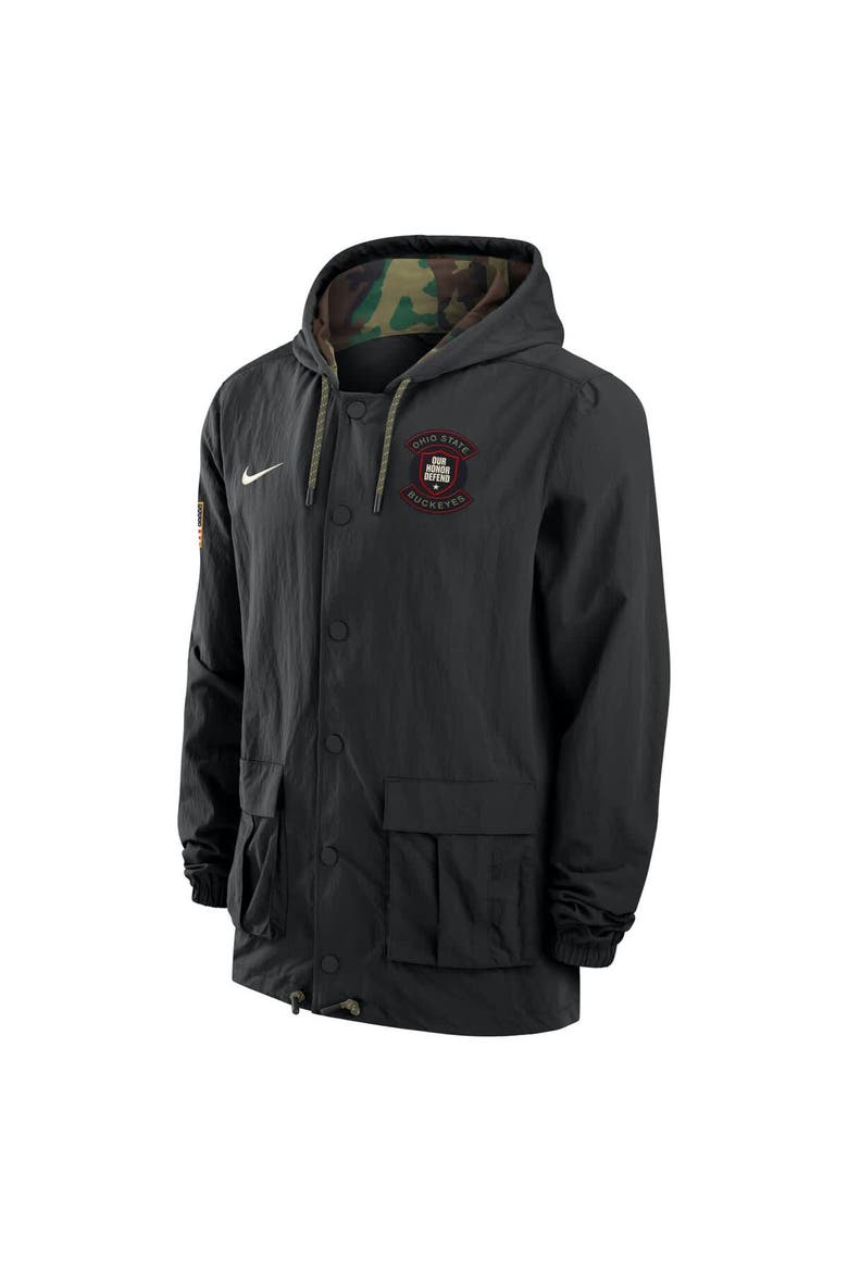 Men's Nike Black Ohio State Buckeyes 2025 NCAA Military Appreciation Full-Snap Jacket, Alternate, color, Black