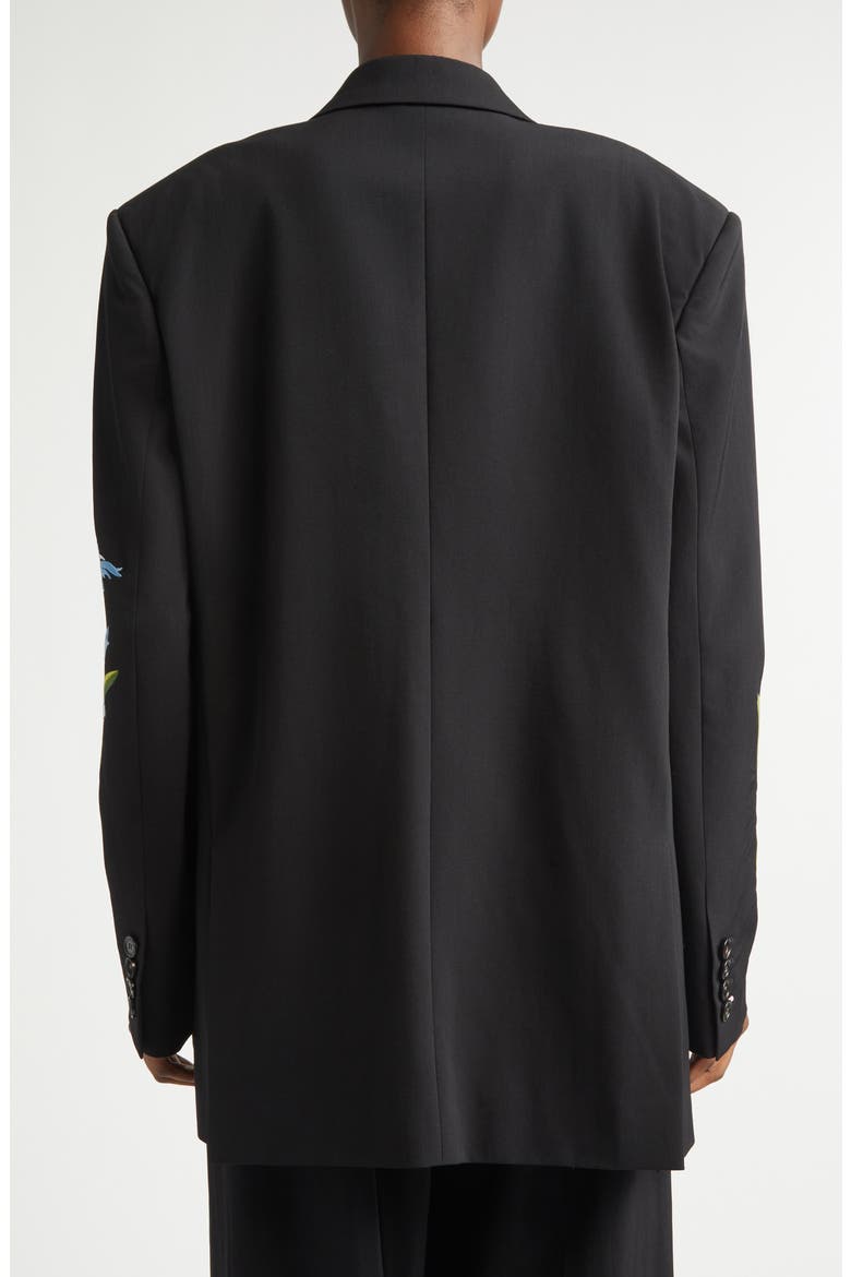 Flower Embroidery Wool Jacket, Alternate, color, BLACK