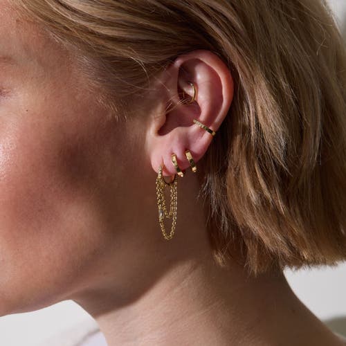 Nickel & Suede Thea Chain Huggies In Gold