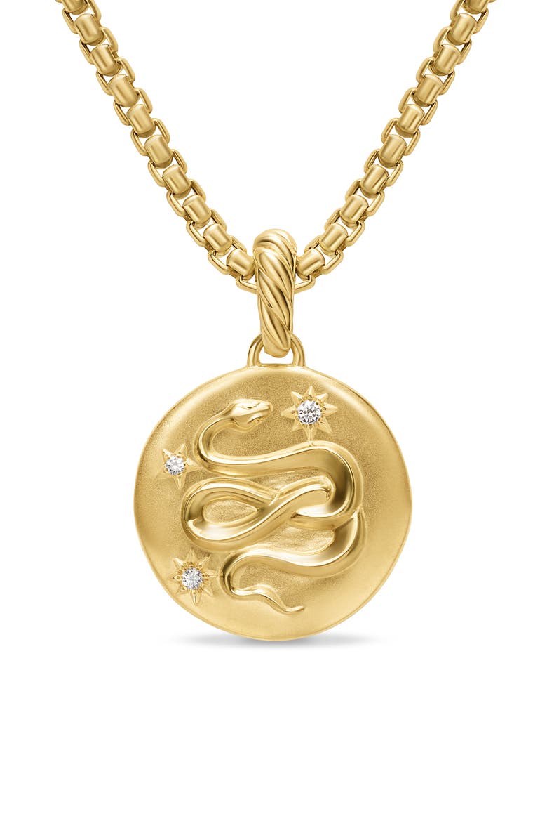 David Yurman Snake Amulet in 18K Yellow Gold with Diamonds, 18.8mm, Main, color,