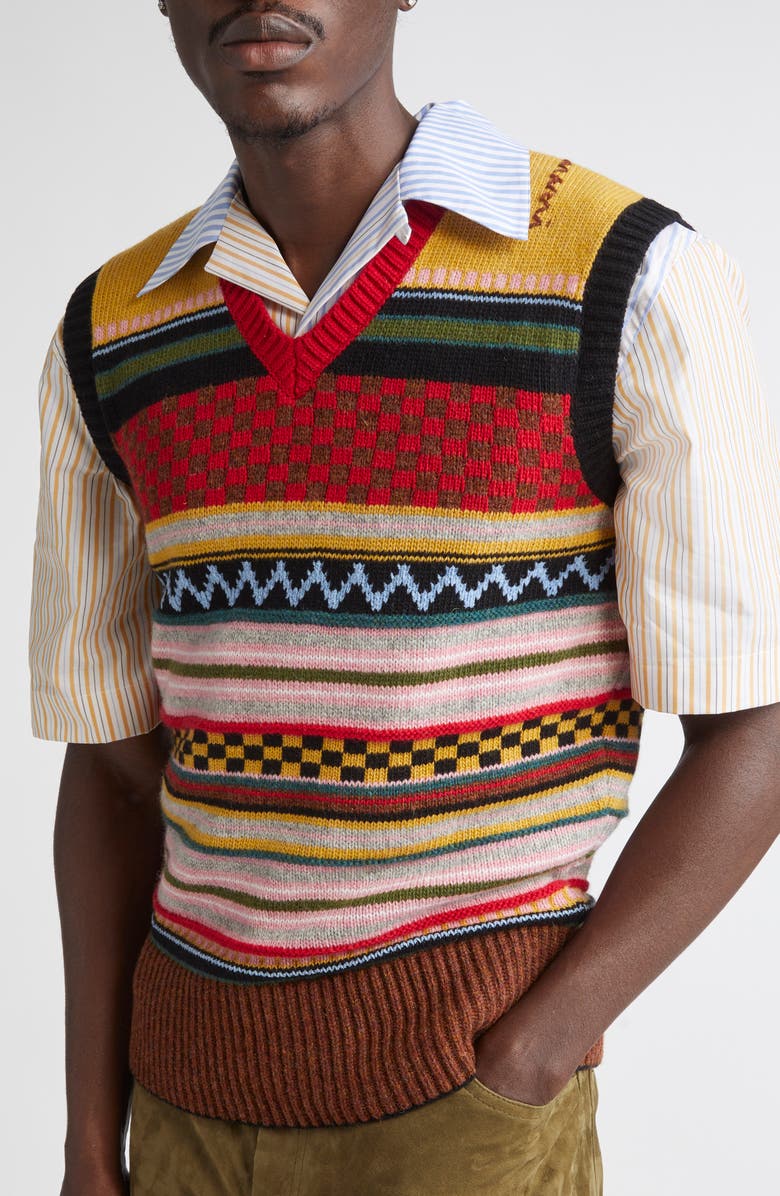 Marni V-Neck Sweater Vest, Alternate, color, Multicolor