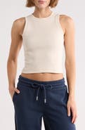 Off-White Row Cotton Blend Ribbed Tank