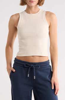 Off-White Row Cotton Blend Ribbed Tank