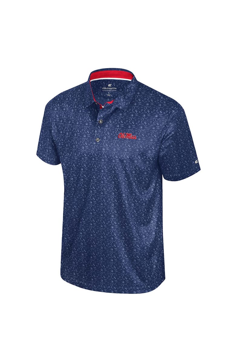 COLOSSEUM Men's Colosseum  Navy Ole Miss Rebels Football Print Polo, Alternate, color, Navy