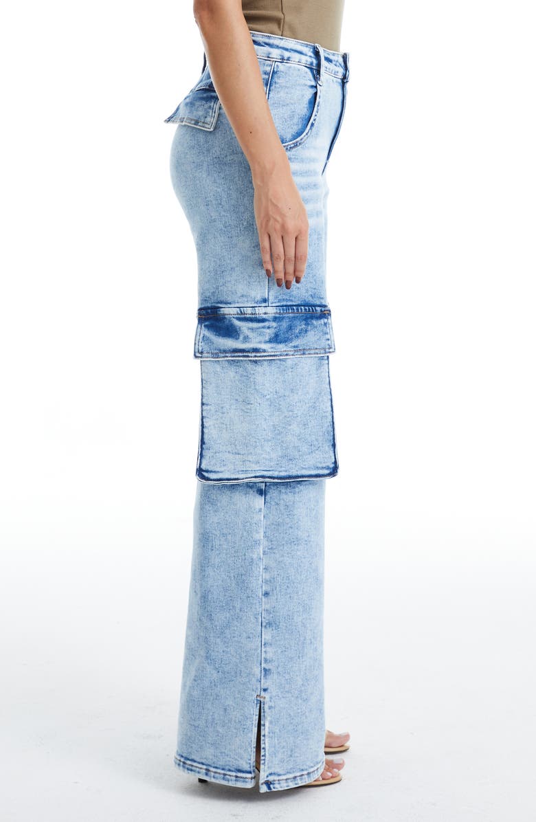Bayeas High Waist Flare Leg Cargo Jeans, Alternate, color, Bright Star