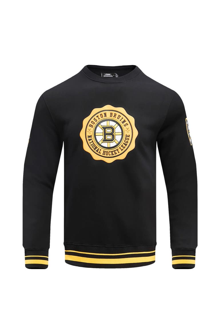 Men's Pro Standard Black Boston Bruins Crest Emblem Pullover Sweatshirt, Alternate, color, Black