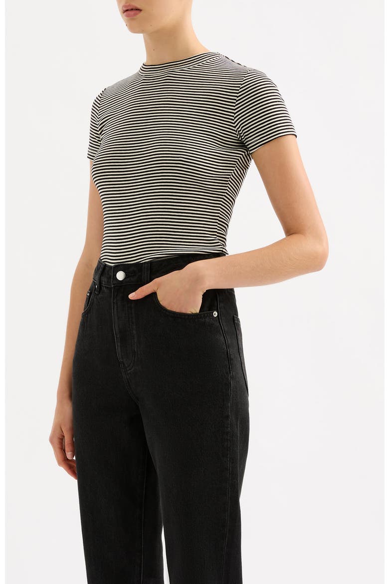 Baby Tee, Alternate, color, Black Stripe