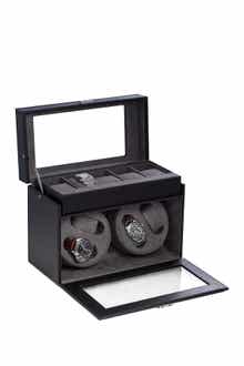 Bey-Berk Black Automated Leather Watch Winder