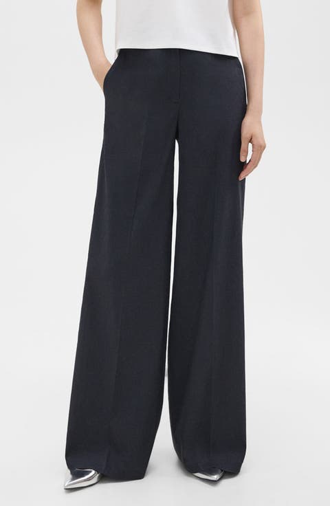 Linen Blend Wide Leg Pants