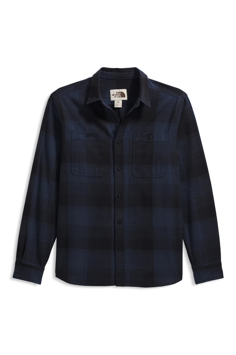 Arroyo Plaid Cotton Flannel Button-Up Shirt, Alternate, color, SUMMIT NAVY SHADOW PLAID