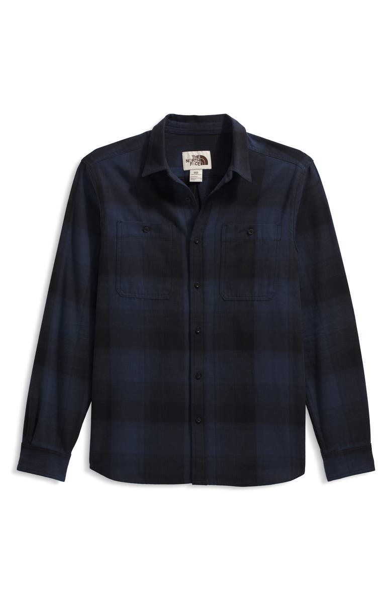The North Face Arroyo Plaid Cotton Flannel Button-Up Shirt, Alternate, color, Summit Navy Shadow Plaid
