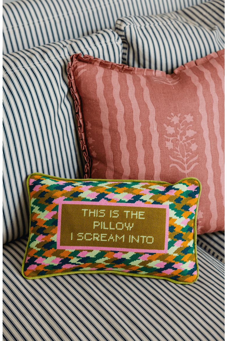 Scream Needlepoint Pillow, Alternate, color, Scream