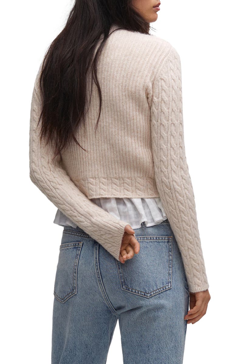 MANGO Mixed Stitch Crop Mock Neck Sweater, Alternate, color, 