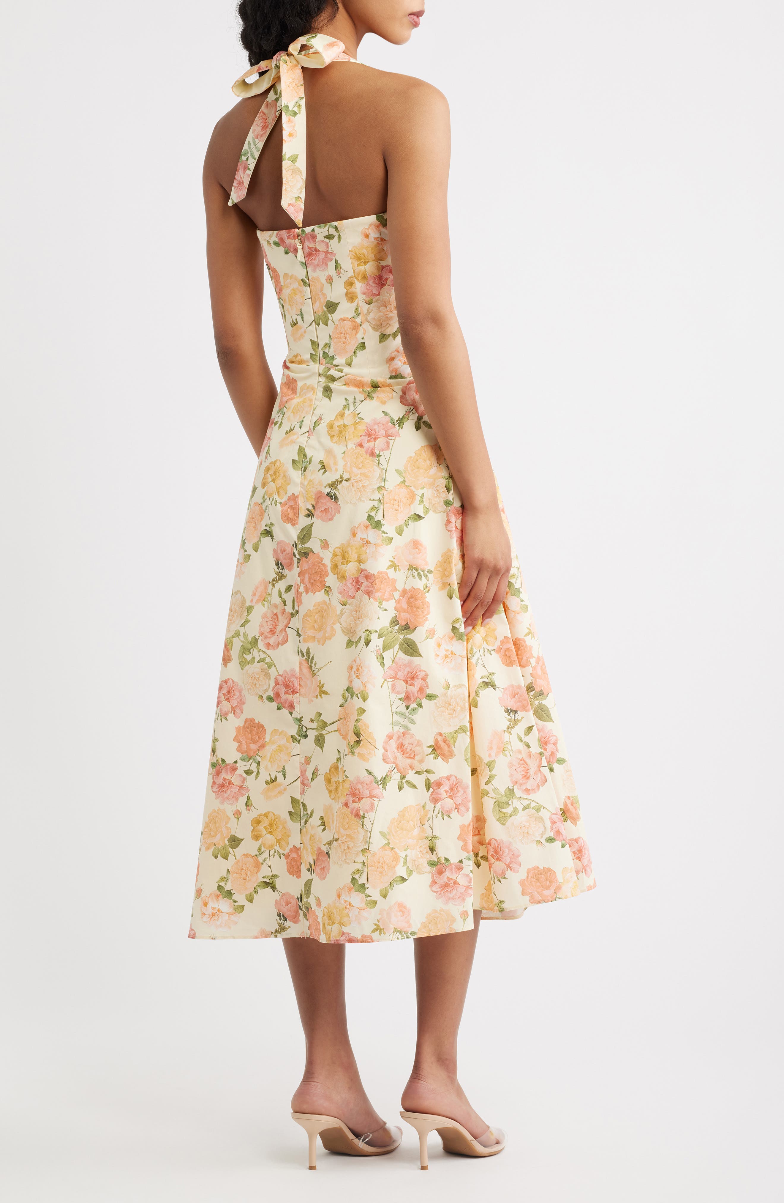 Tallulah Rose Print Halter Midi Dress (Women) | Nordstrom