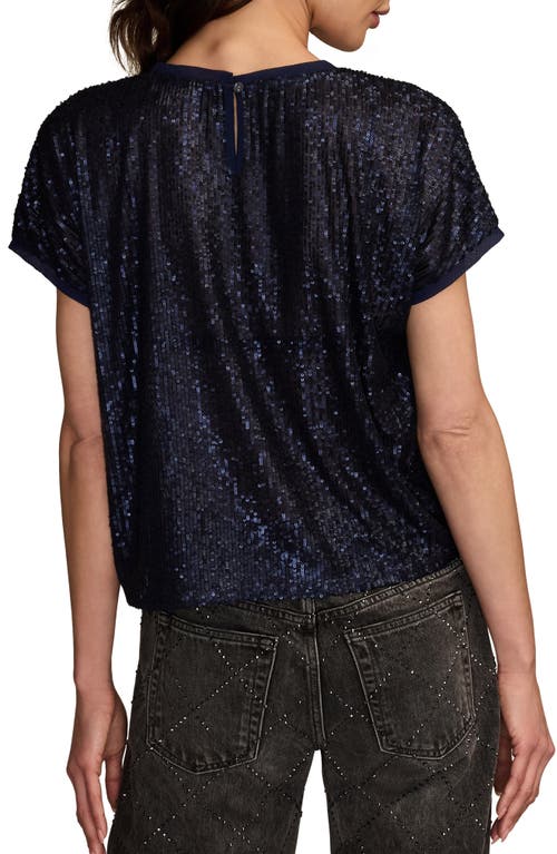 Lucky Brand Women's Sequin Short-sleeve Top In Blue