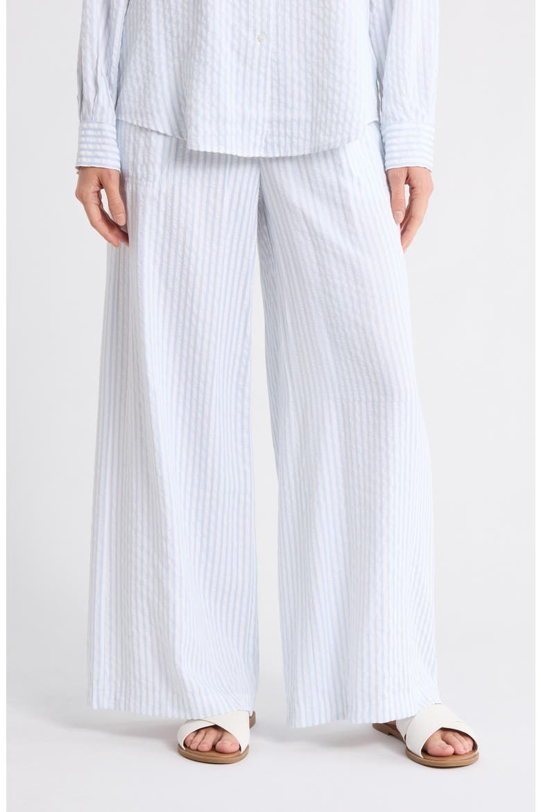 Stripe Palazzo Capri Pants, Main, color, COUNTRY AIR/ WHITE