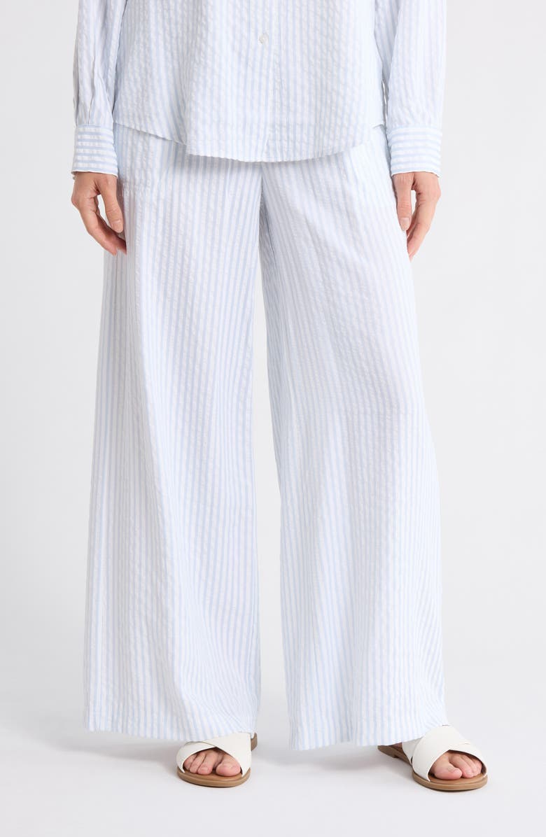 Splendid Stripe Palazzo Capri Pants, Main, color, Country Air/ White