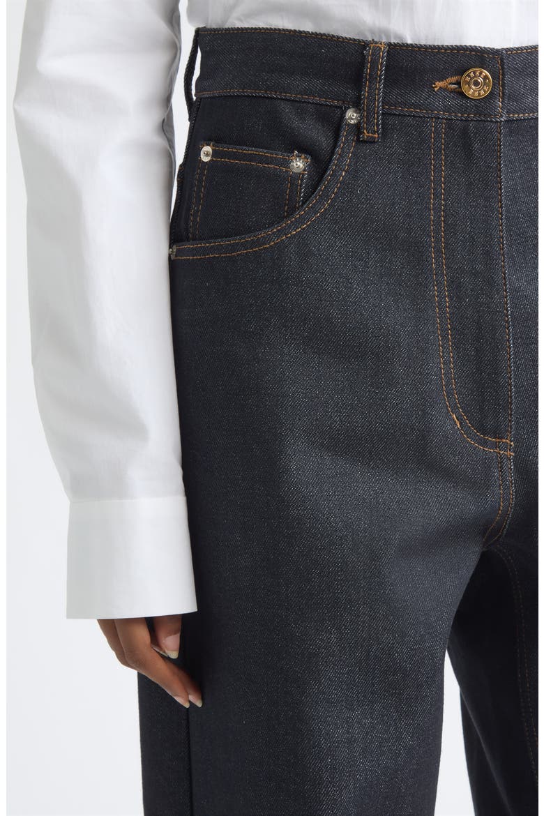 Curved Fit High Waist Jeans, Alternate, color, DARK NAVY