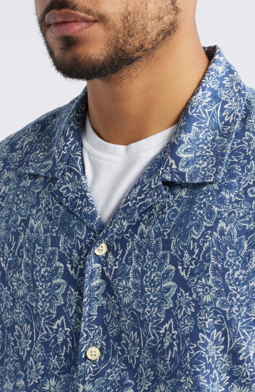 Treasure & Bond Linen & Cotton Camp Shirt In Blue