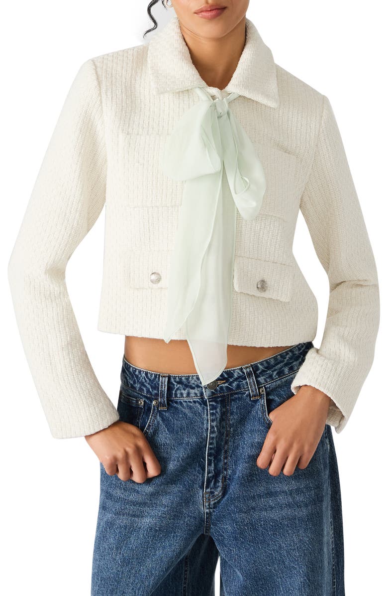 Steve Madden Alise Crop Knit Jacket, Main, color, Ivory