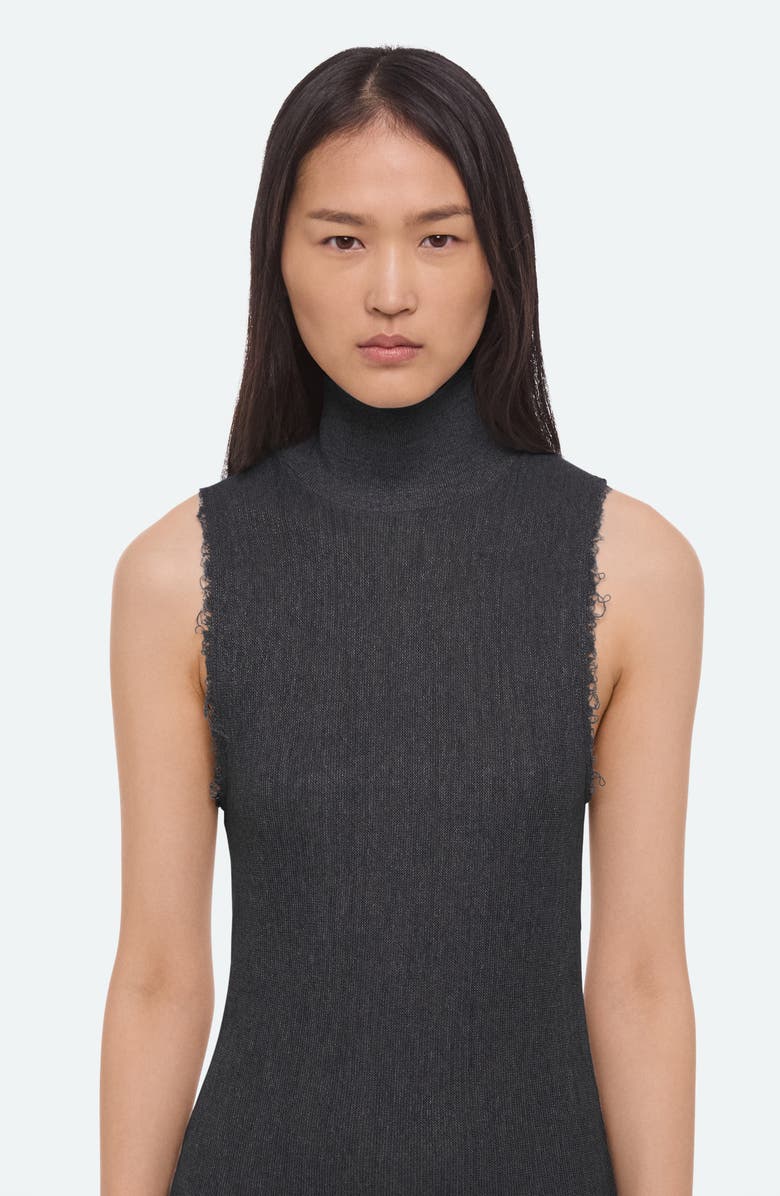 Helmut Lang Mock Neck Sleeveless Maxi Sweater Dress, Alternate, color, Black