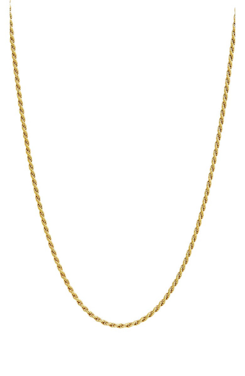SAVVY CIE JEWELS Italian Yellow Gold Vermeil 16" Rope Chain Necklace, Main, color, Yellow