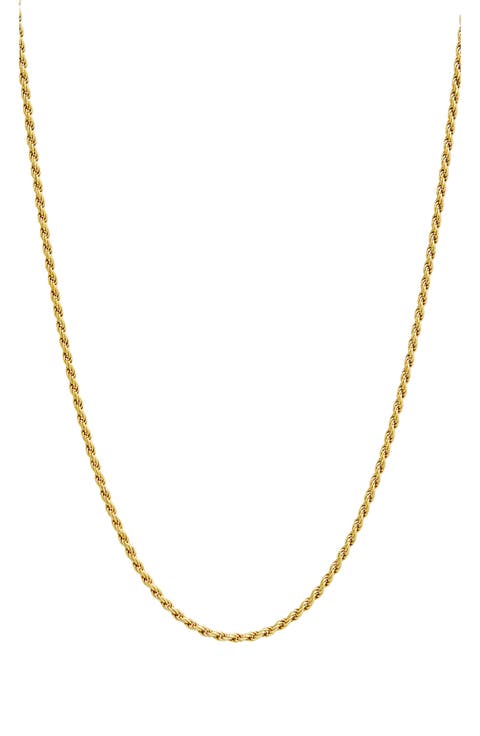 Italian Yellow Gold Vermeil 16" Rope Chain Necklace