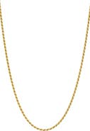 SAVVY CIE JEWELS Italian Yellow Gold Vermeil 16" Rope Chain Necklace