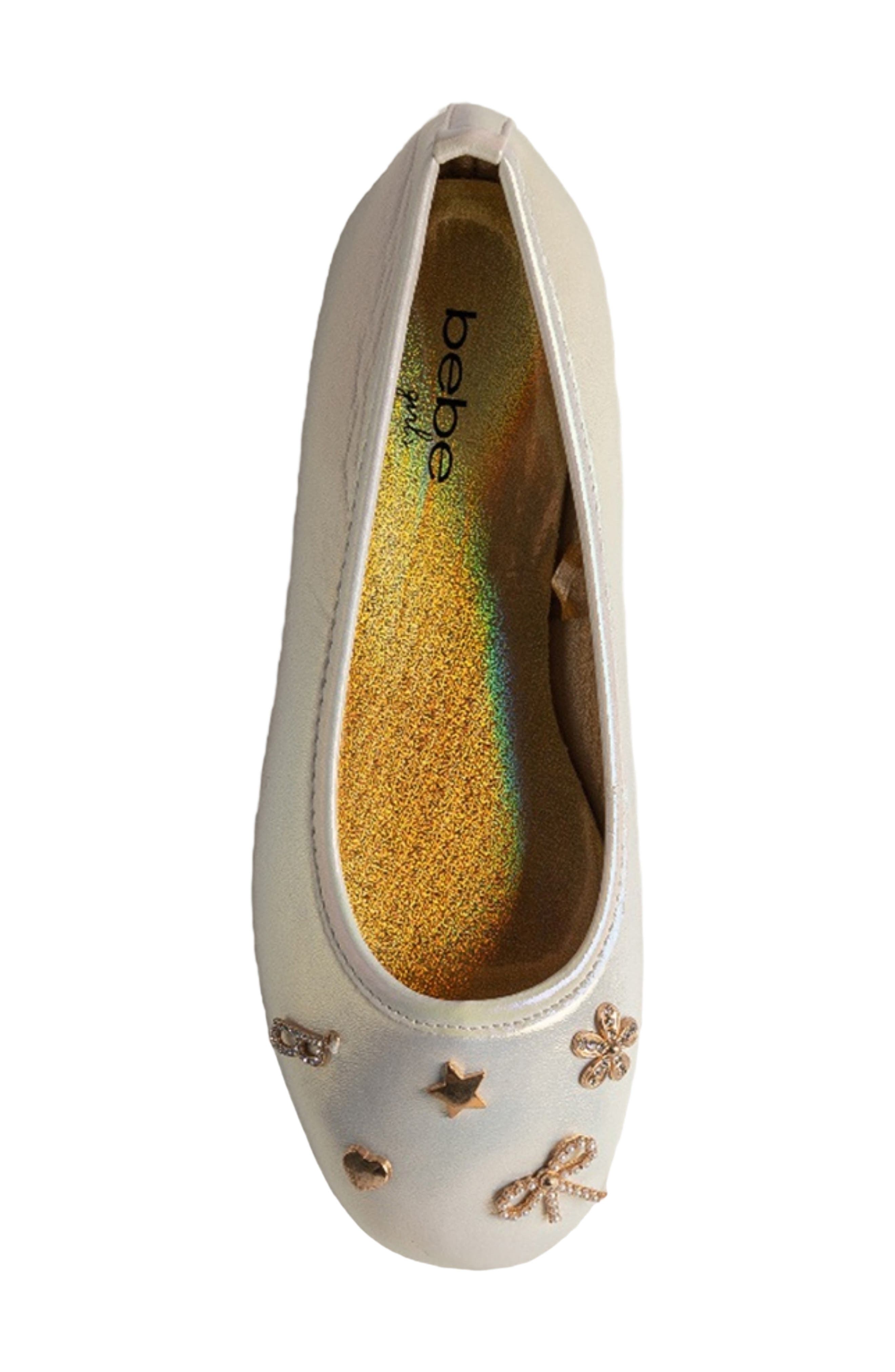 Kids' Shimmer Charm Ballet Flat, Alternate, color, WHITE