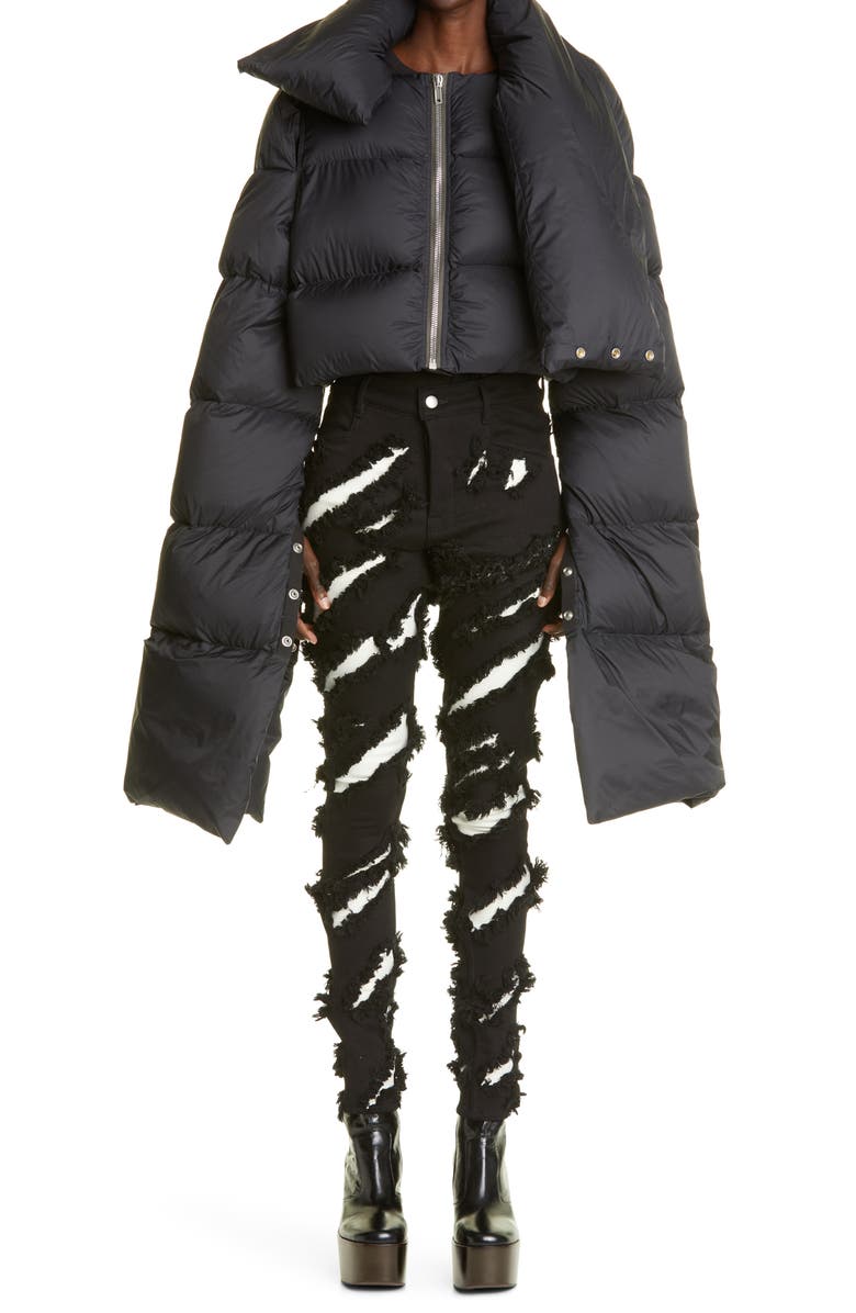 Rick Owens Mountain Crop Quilted Down Puffer Jacket, Main, color, 