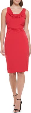 Kensie Cowl Neck Jersey Sheath Dress