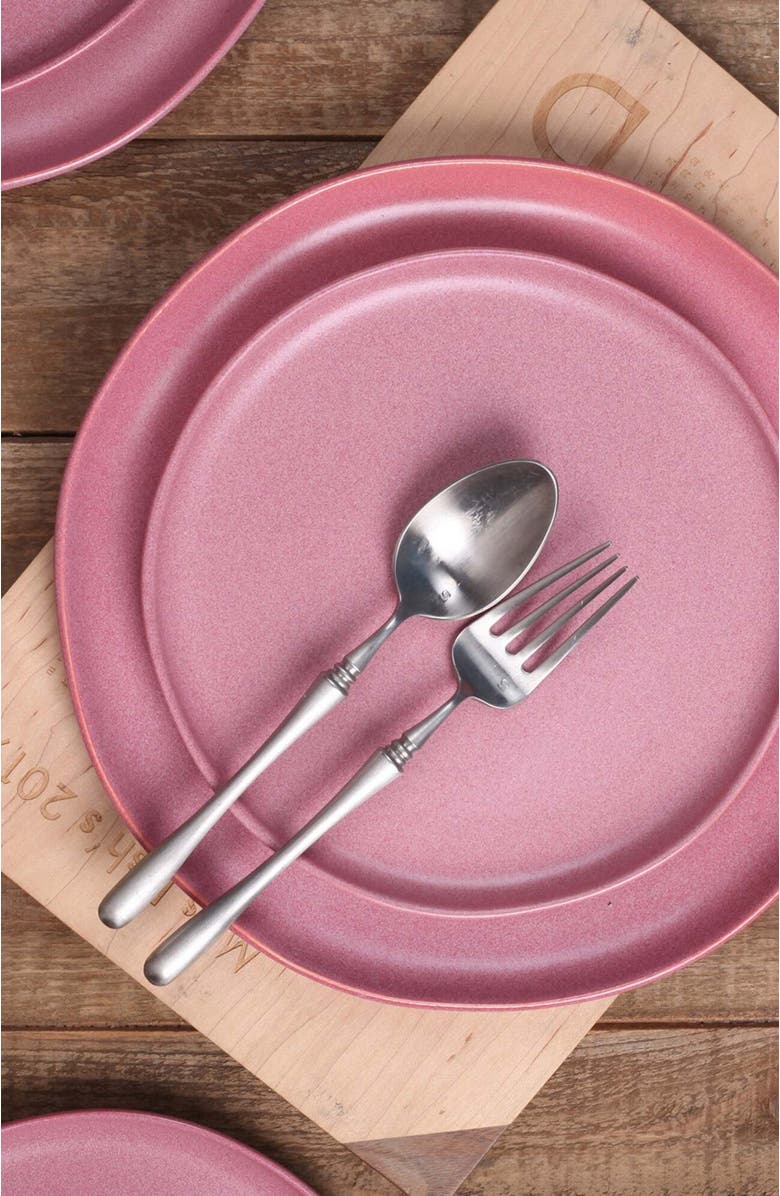 Stone Lain Tom Stoneware 4-Piece Dinner Plate Set, Alternate, color, Pink White