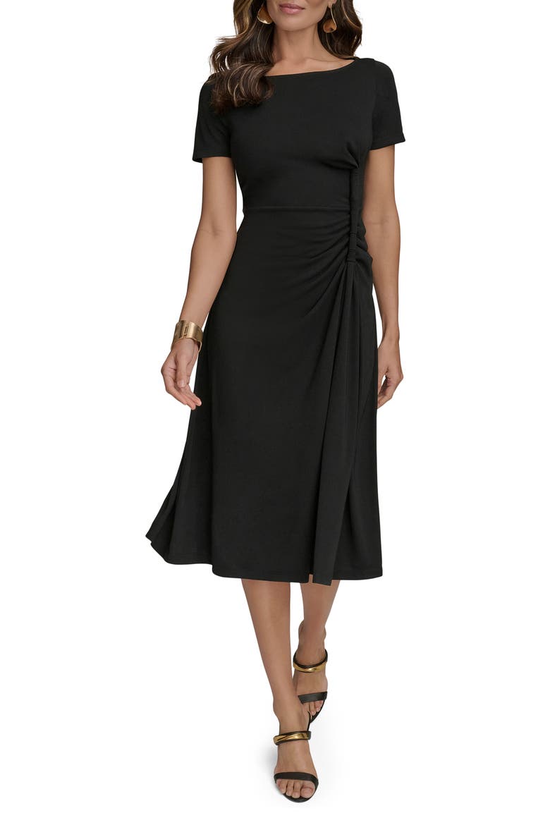 Twist Detail Knit Midi Dress, Main, color, BLACK